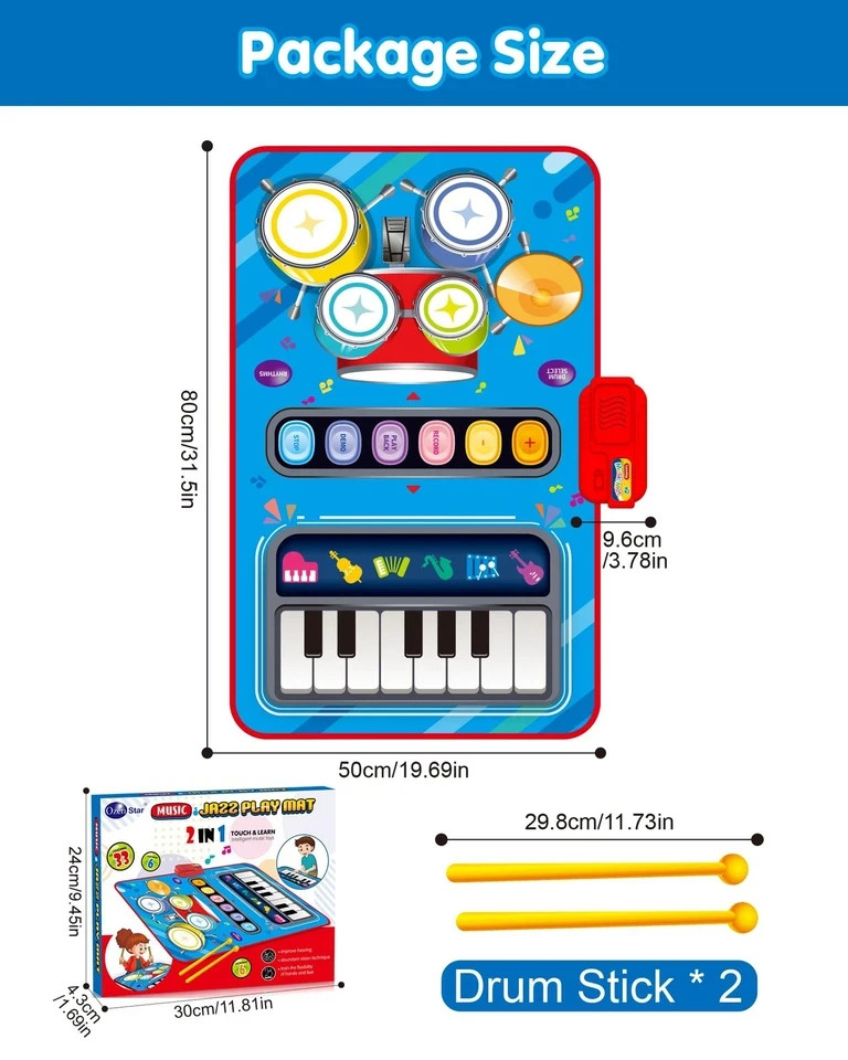 Baby Toys for 1 Year Old: Baby Musical Mat Toddler Toys Age 1-2 – 2 in 1 Pia Dru