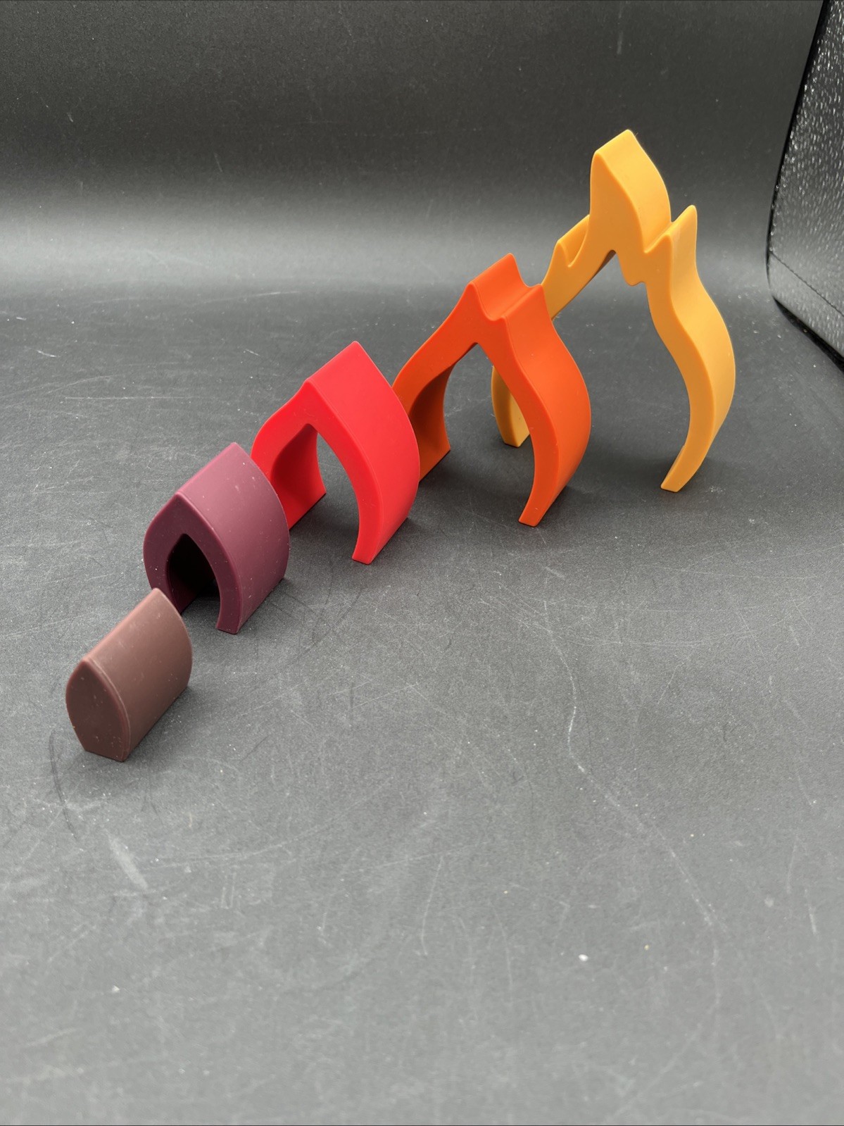 5 Piece Silicone Stacking Toy Flames Multi Color Rainbow