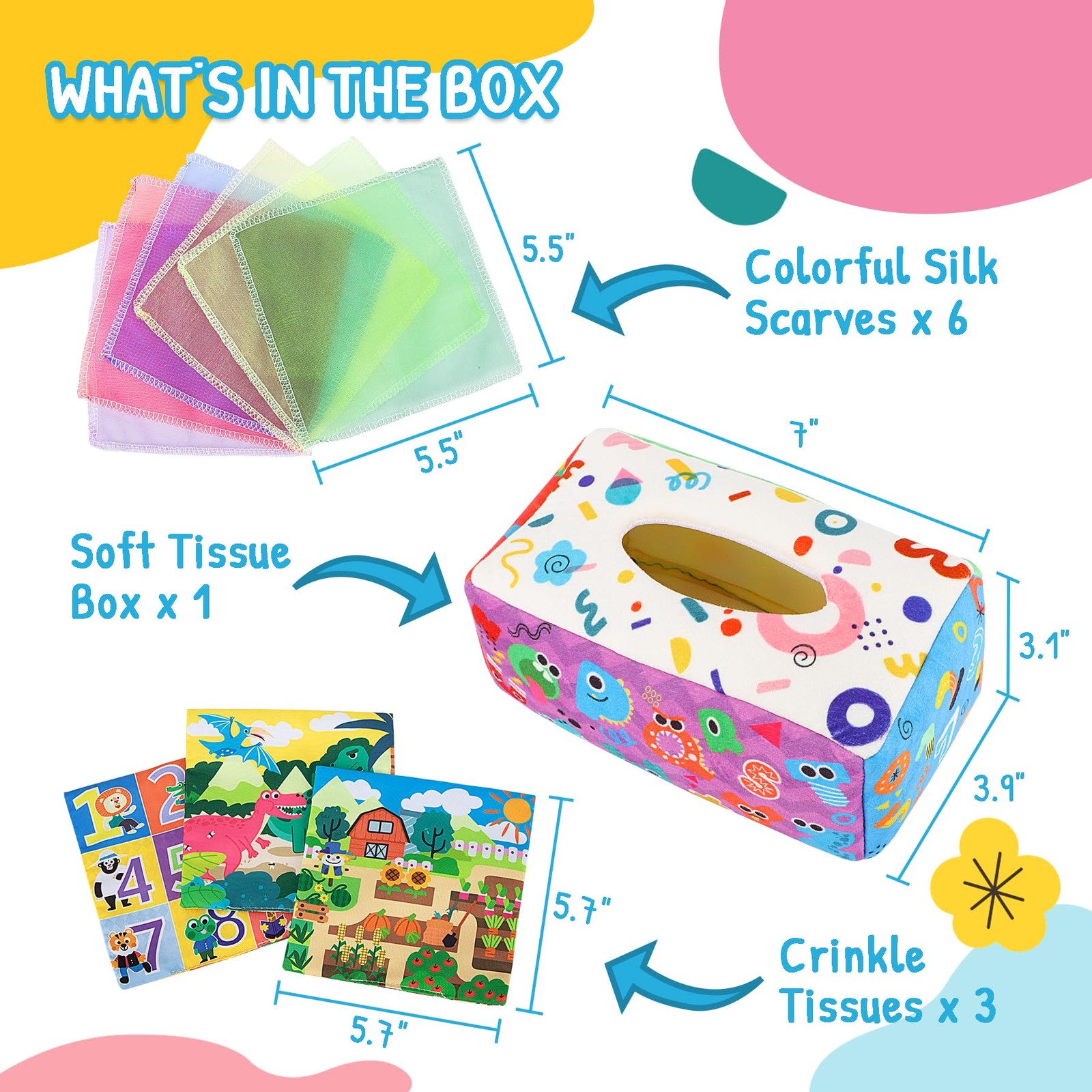 URMYWO Baby Tissue Box Toy – Montessori Toys for 6-12 Medium, Green