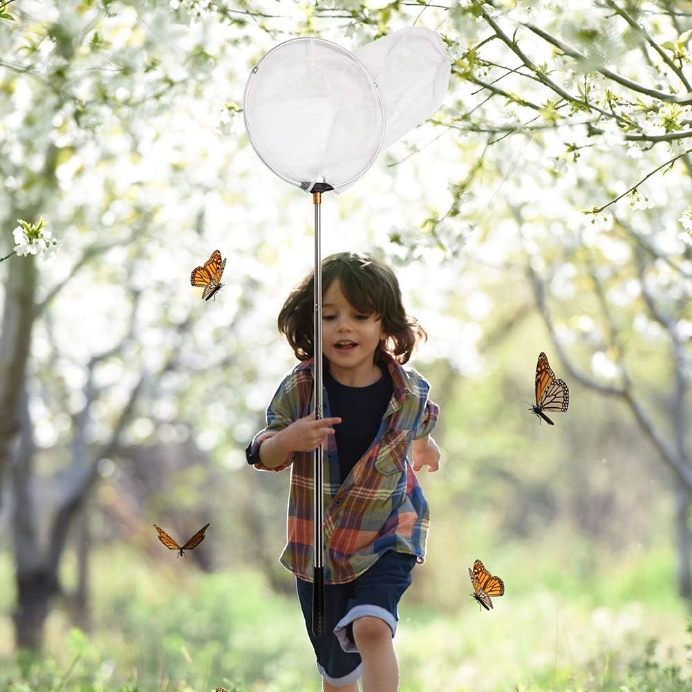 RESTCLOUD Insect and Butterfly Net with 12″ Ring, 59″ Handle, Multicolor