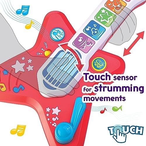 Magic Touch Guitar, Toddler Light Up Music Toy with Volume Control, Infant Touch