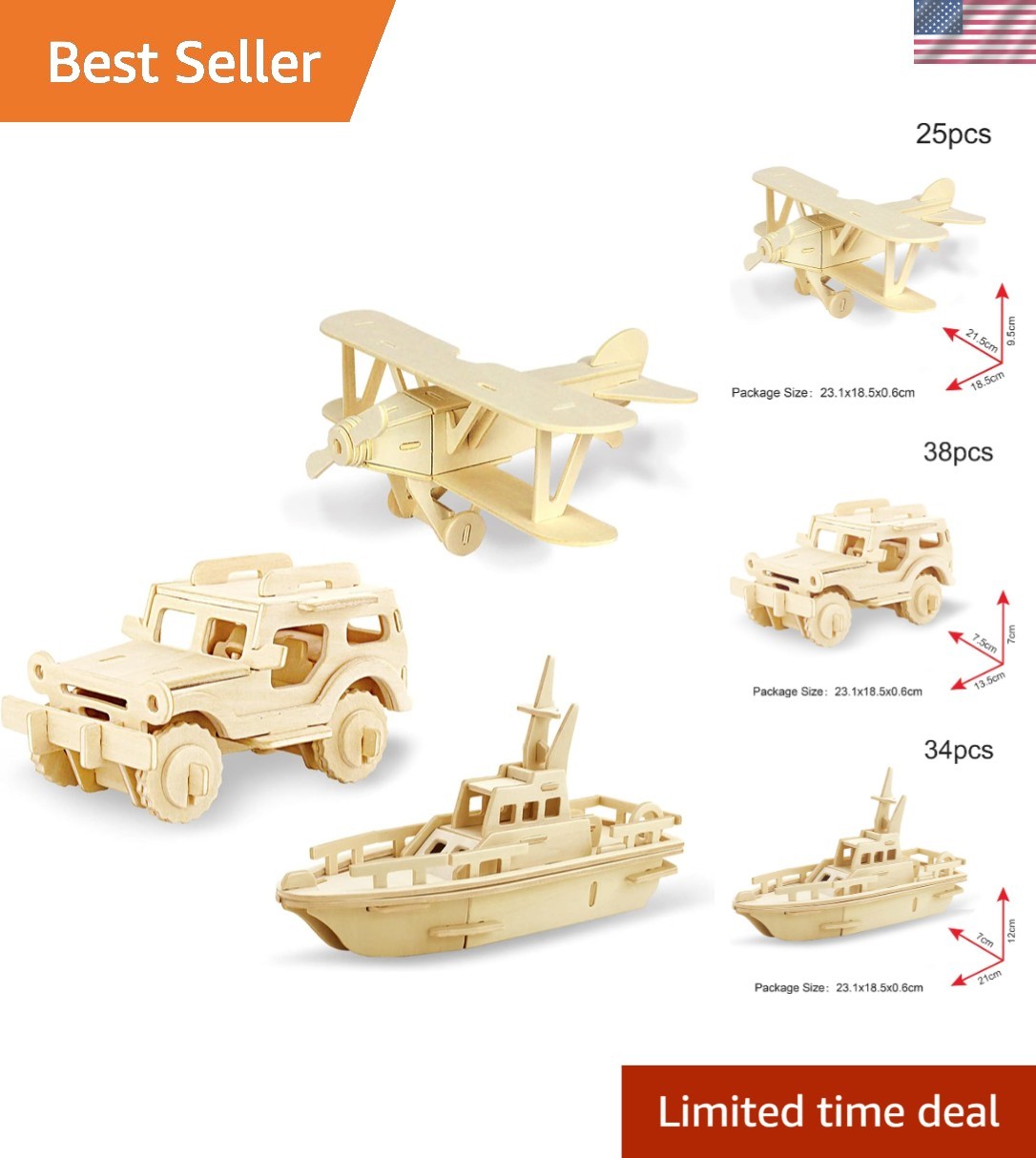 Pack of 3 Engaging Wooden Puzzles for Kids – Boosts Skills and Confidence