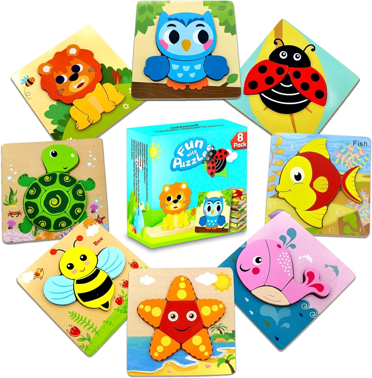 Toddler Puzzles, 8 Piece Wooden Puzzles for Toddlers 1-3, Puzzle 2 Year Old, …