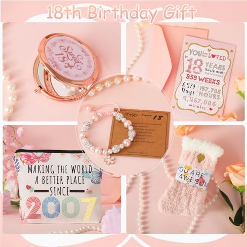 18th Birthday Gifts for Girls – 18 Year Old Girl Gifts, Gifts for 18 Pink 18th