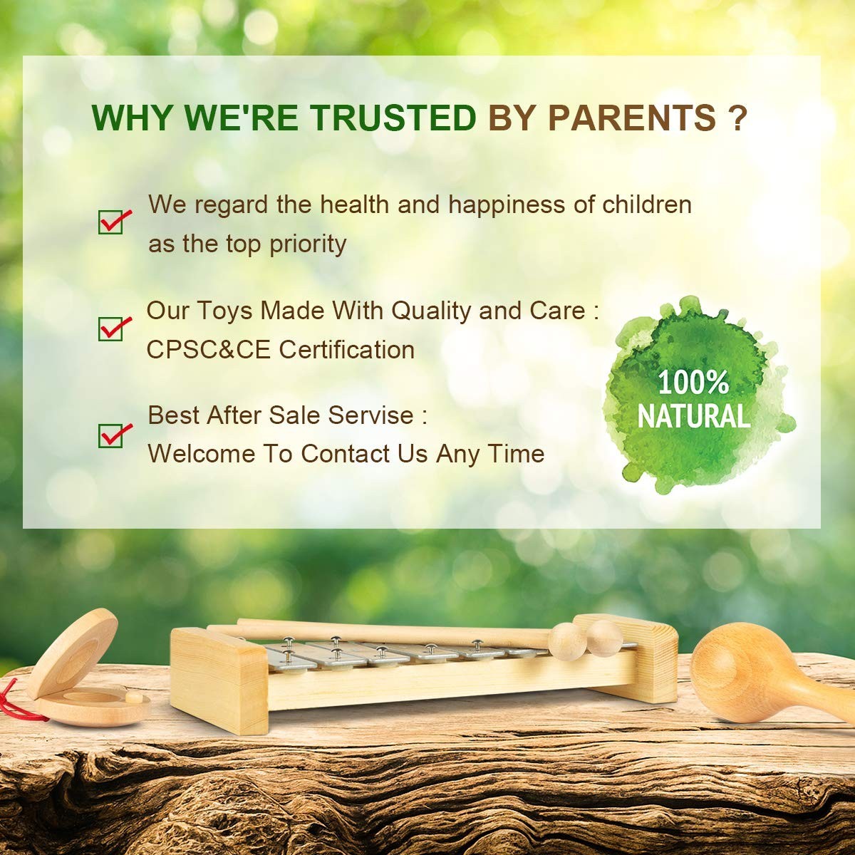 Toddler Musical Instruments, Eco Friendly Music Set for Kids Preschool…