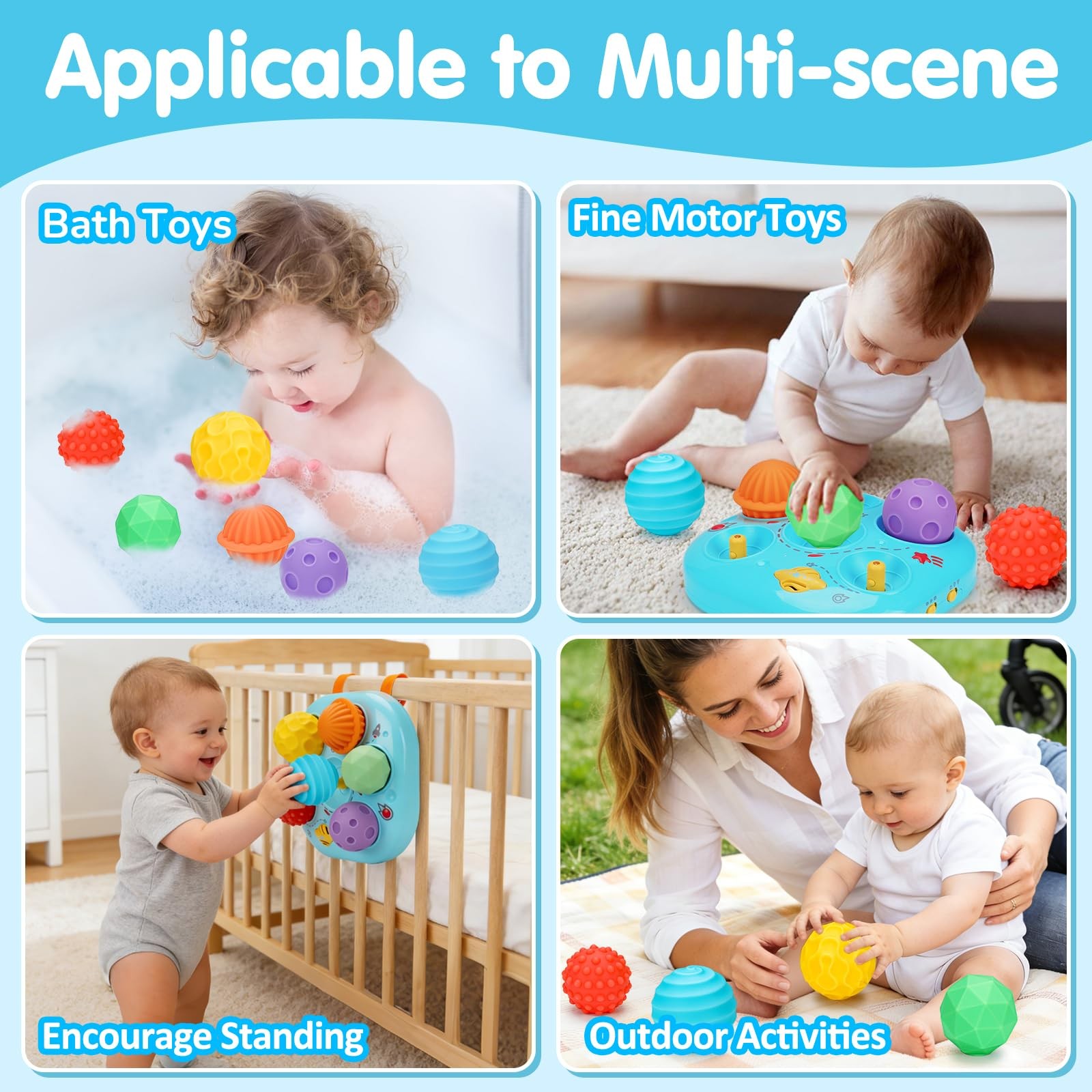 Baby Toys 6-12 Months, Interactive Bright Color Textured Multi Sensory Balls …
