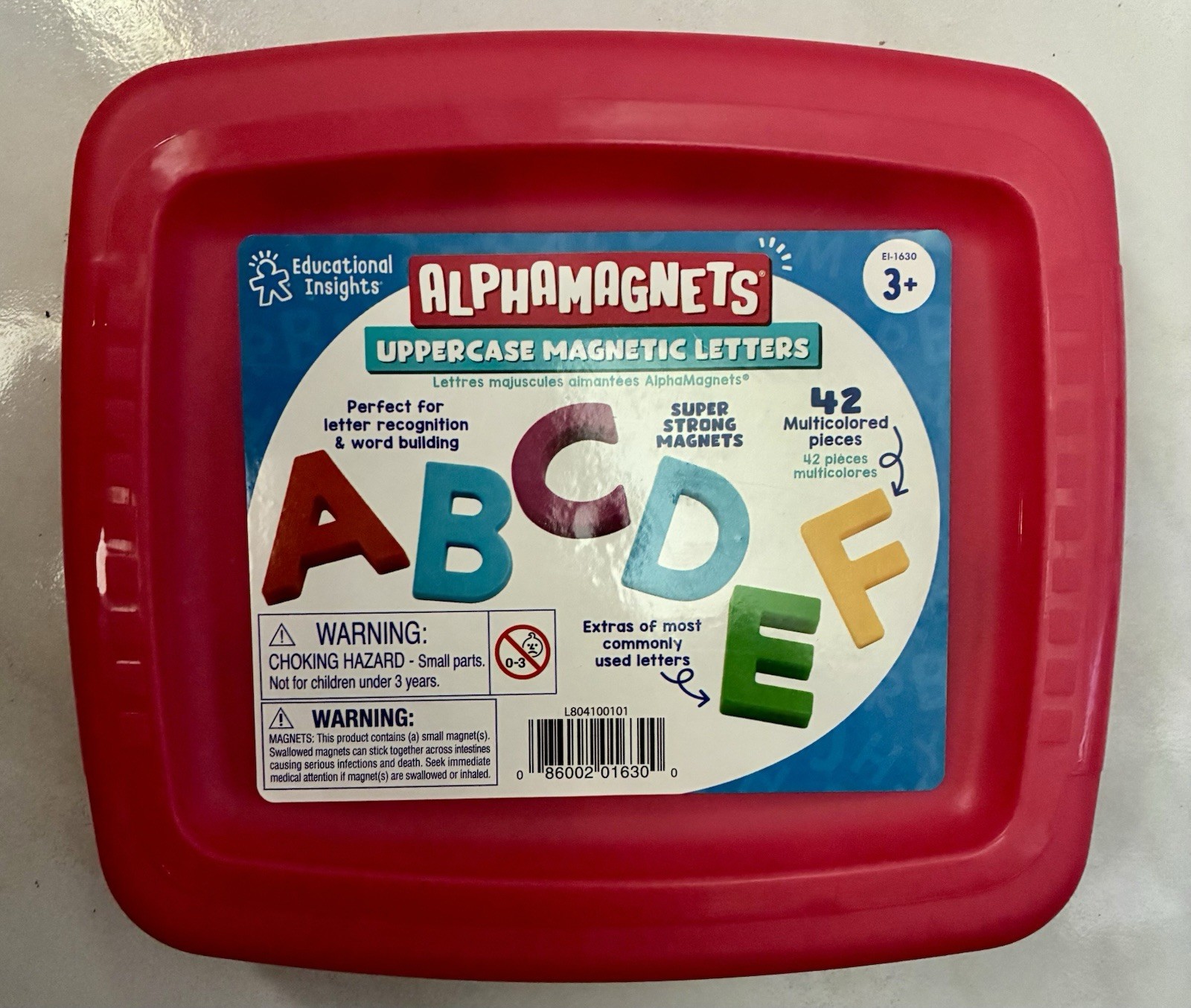 Multicolored Uppercase AlphaMagnets , Set of 42 Magnetic Letters