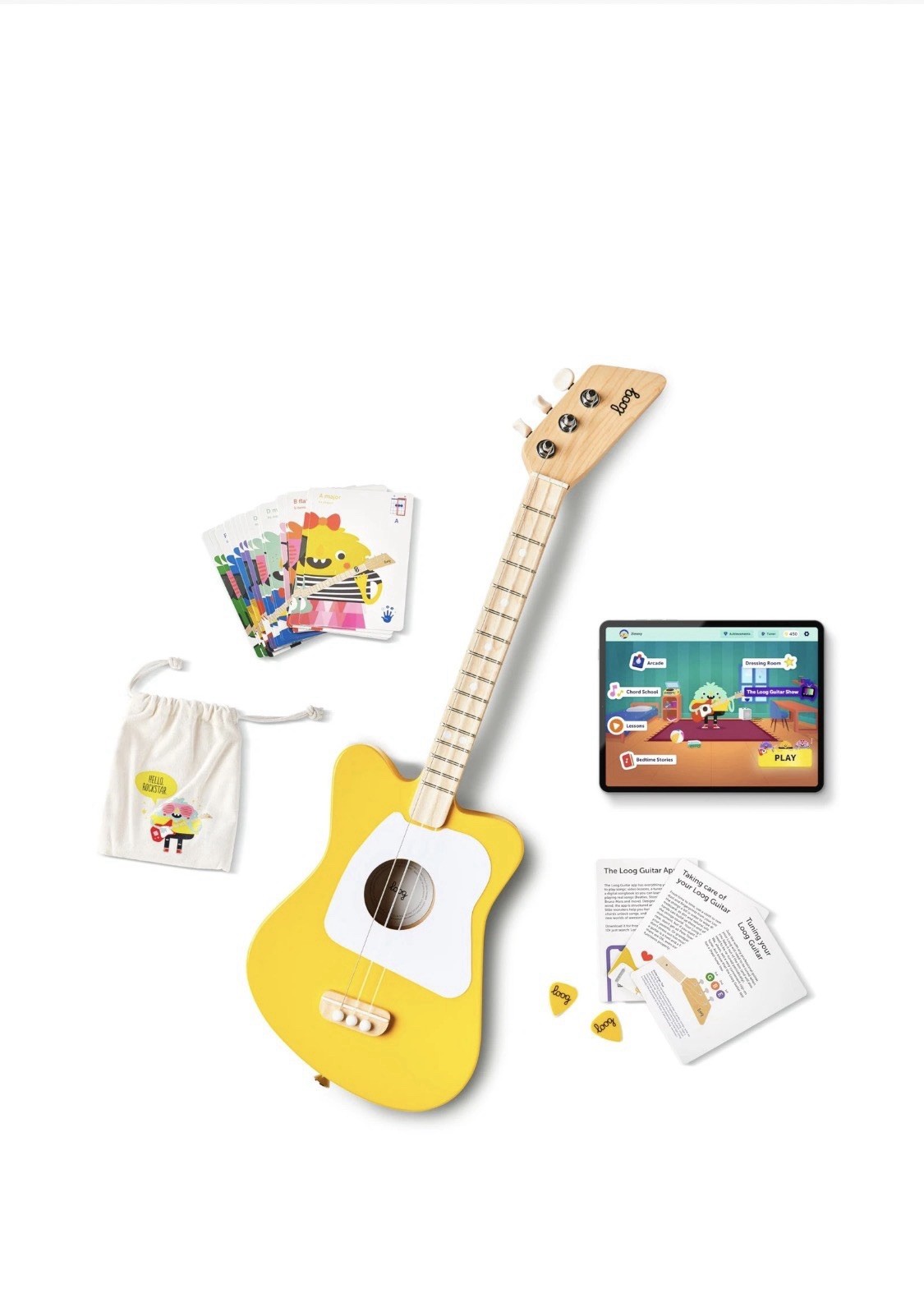Mini Acoustic kids Guitar for Beginners 3-strings Ages 3+ Learning app and le…