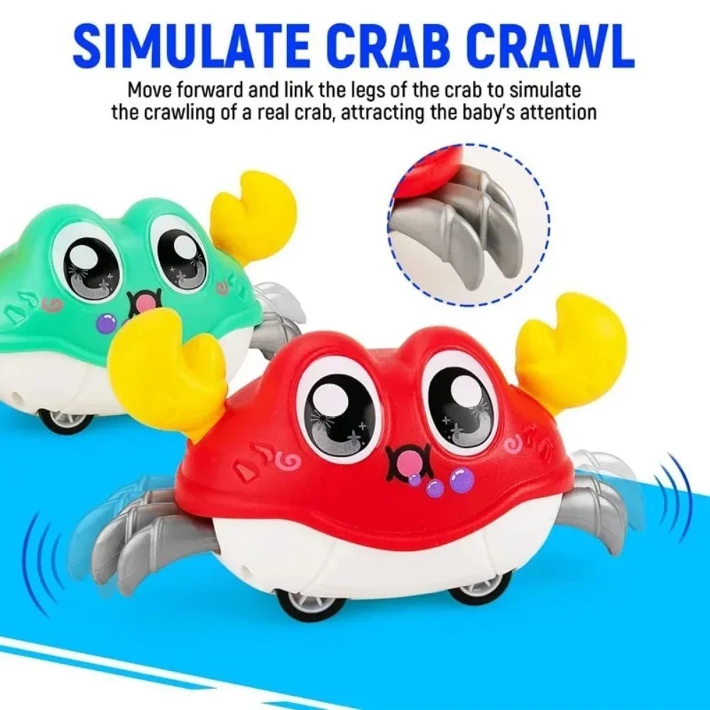 Pull Back Crawling Crab Toy Baby Toddler Sensory Interactive Walking Animal