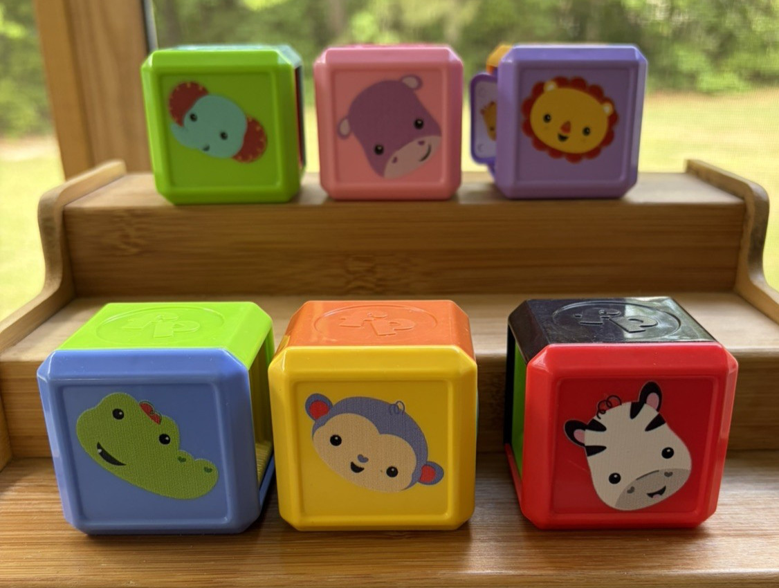 Fisher Price Laugh & Learn Toddler Blocks Lot of 6 Sensory Animals Numbers (1-6)