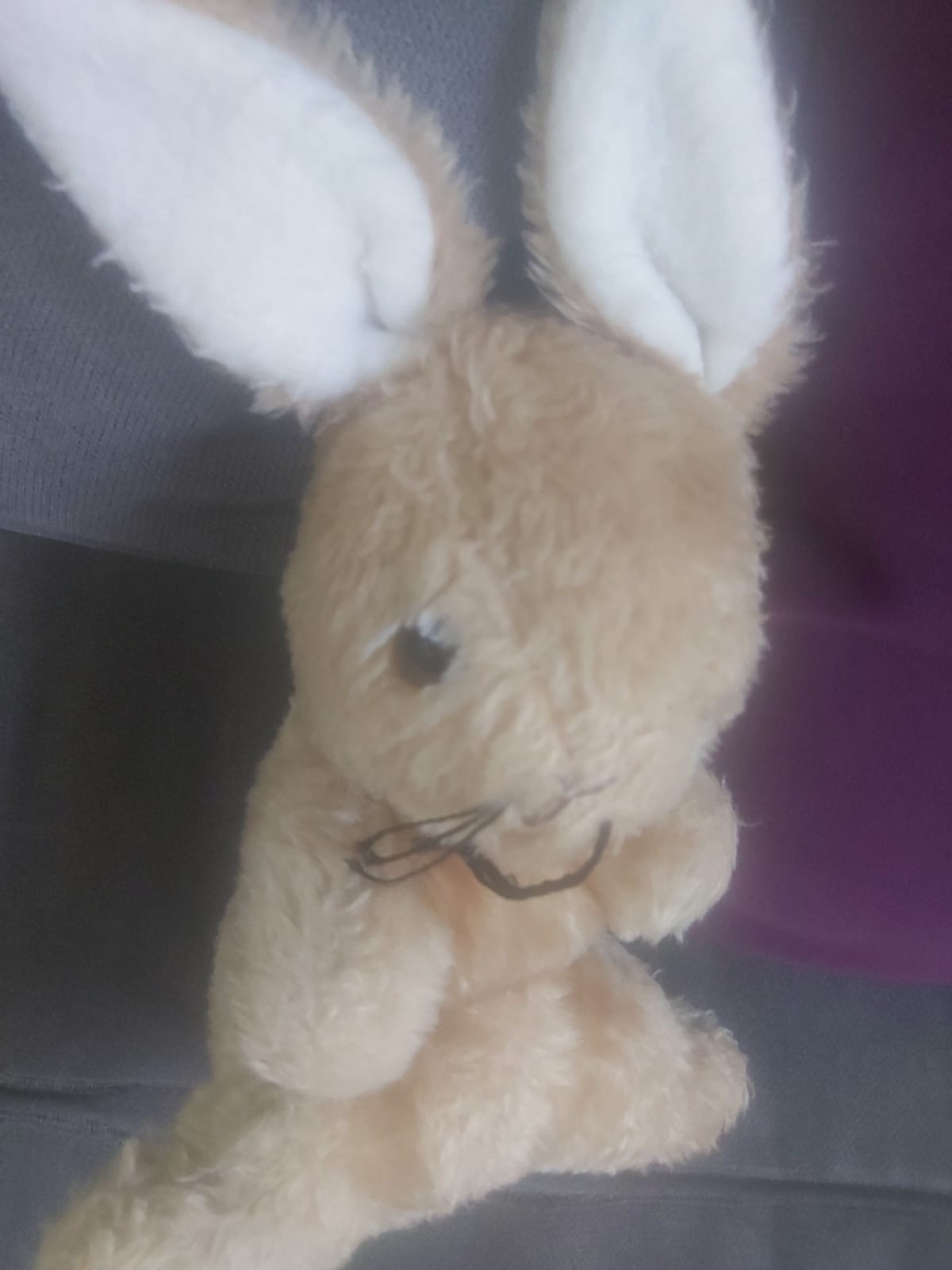 vintage style beige bunny rabbit plush stuffed animal soft cuddly toy white ears