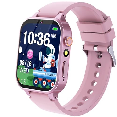 Kids Smart Watch Girls Gift for Girl Aged 6-12, HD TouchScreen Kids Watch Pink