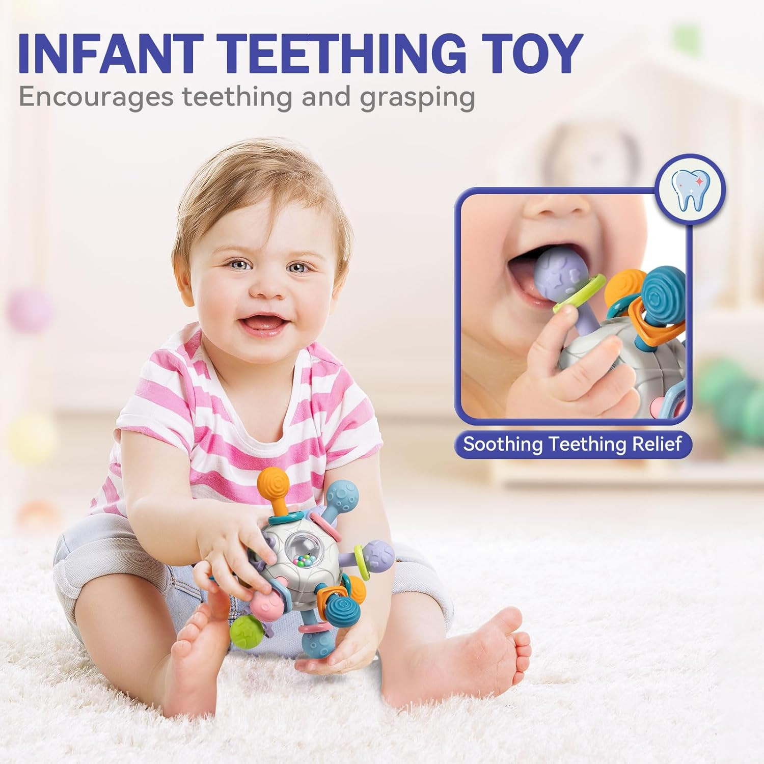 Baby Toys 6 to 12 Months, 5 in 1 Montessori Toys for 1 Year Old, Incl Travel Pul