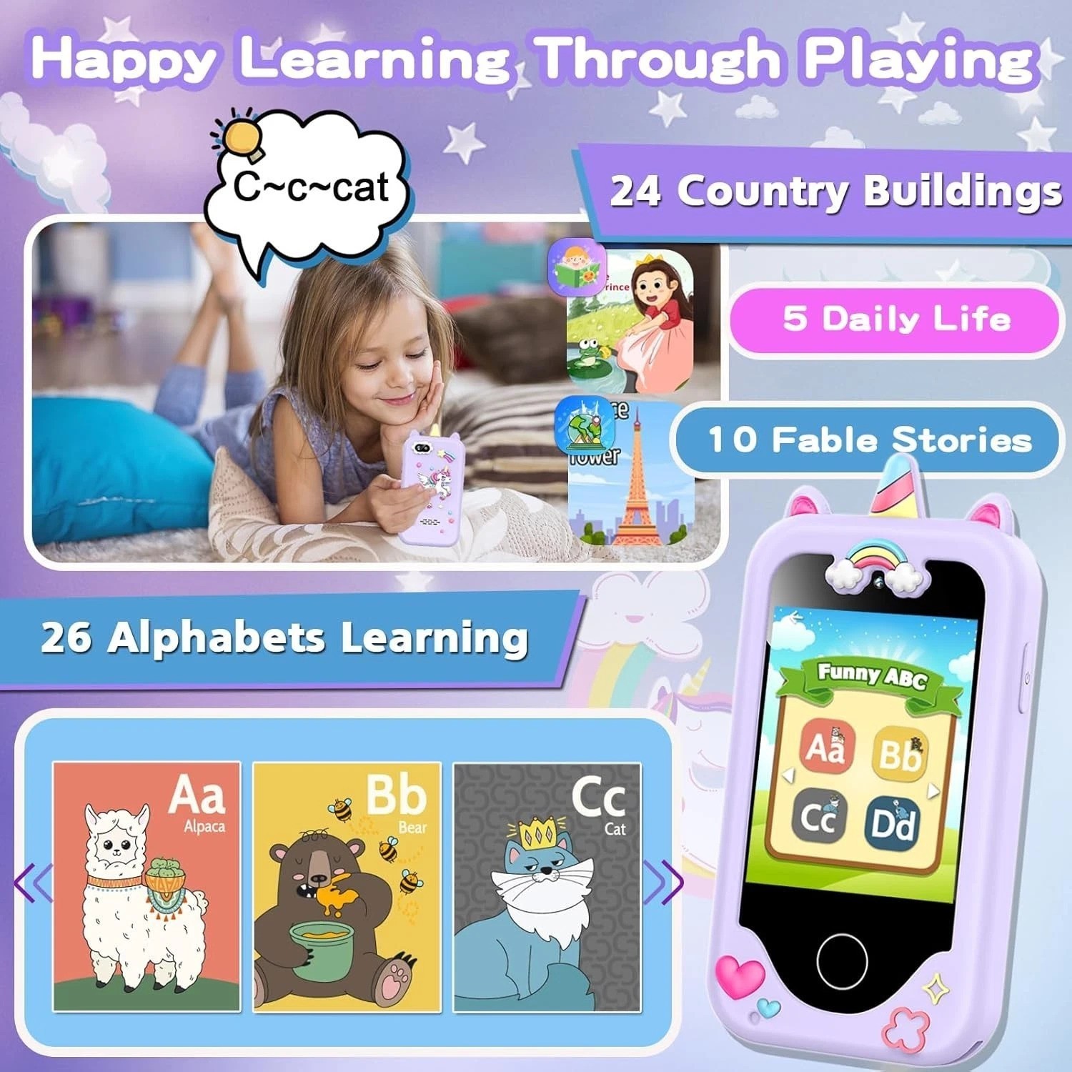 Kids Smart Phone with 8GB Storage & Fun Learning Games – Best Birthday Gift 3-10