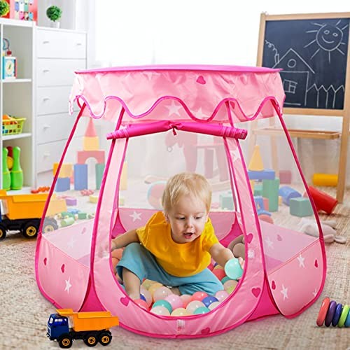 Pop Up Princess Tent with Star Light, Toys for 1 2 3 Year Old Girl Pink
