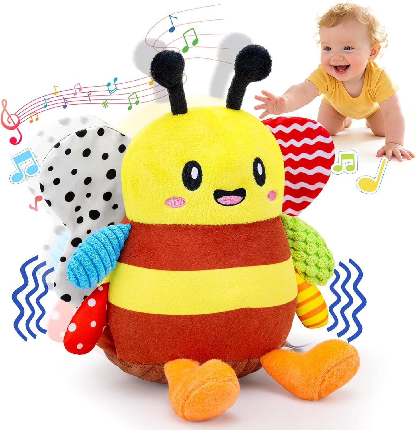 Musical Dancing Bee Plush Toy Rechargeable Baby Sensory Crawling 6-18M