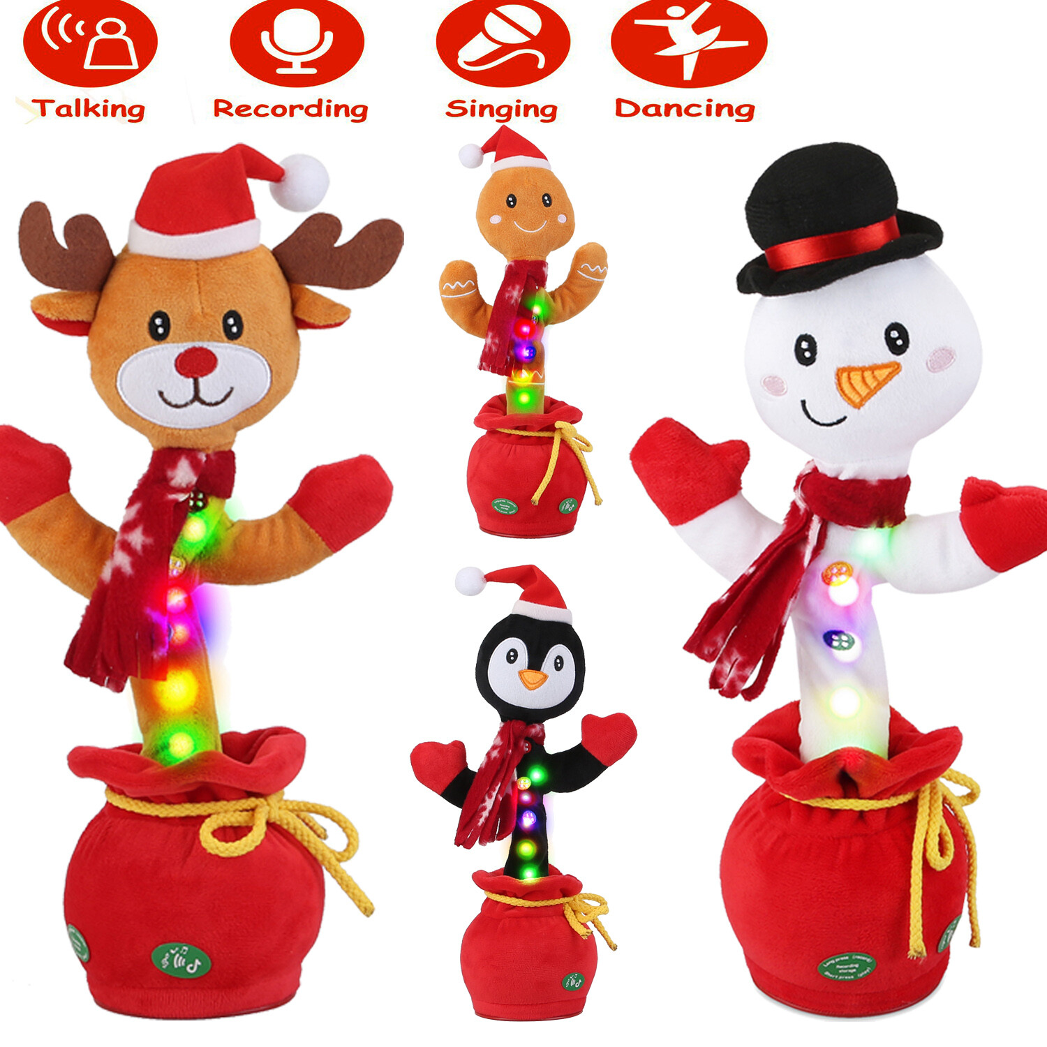 Baby Electric Dancing Plush Toy Singing Recording To Learn Talking Kids Gift US