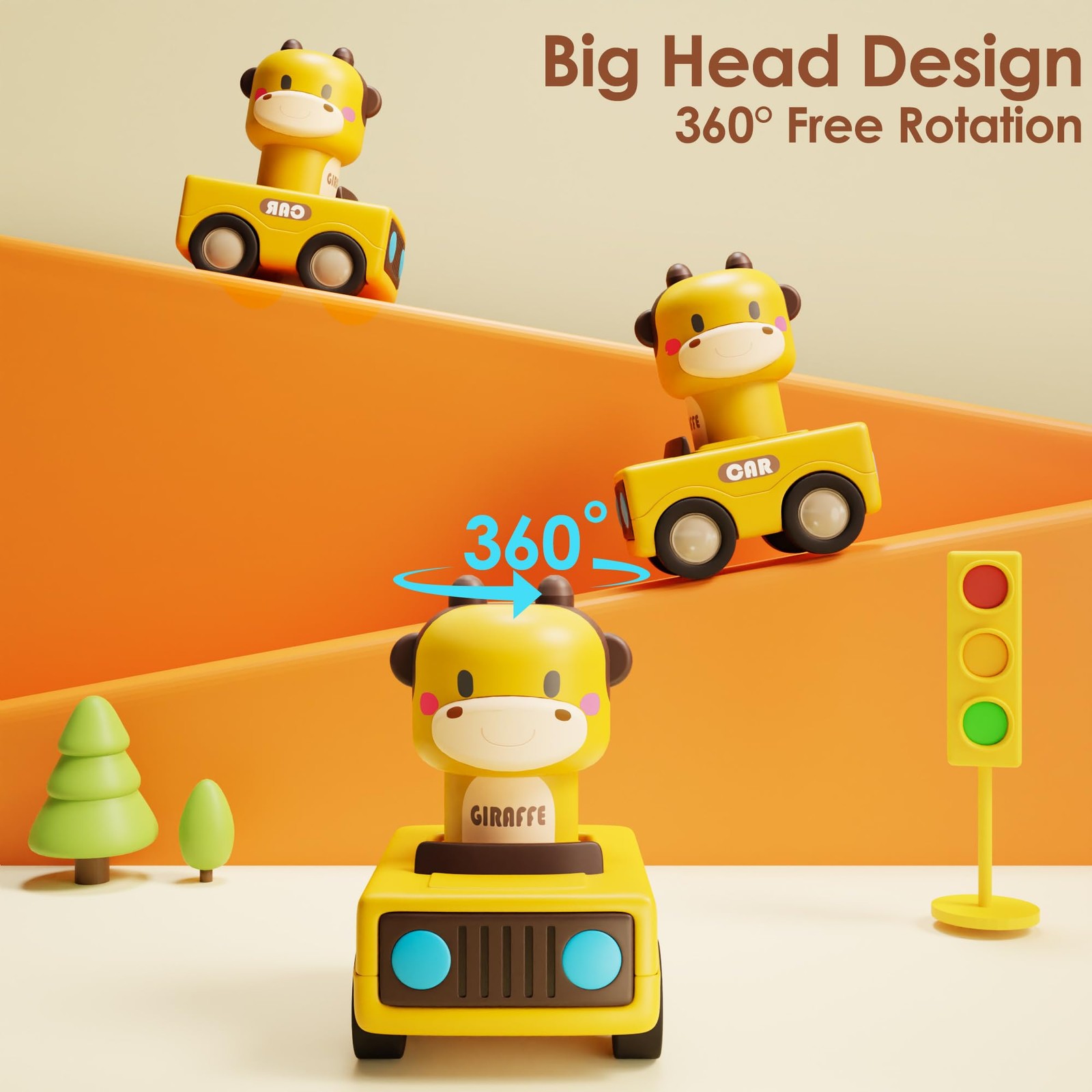 iPlay, iLearn Press to Go Car Toys for Toddlers 1-3, Baby Medium, Multicolors