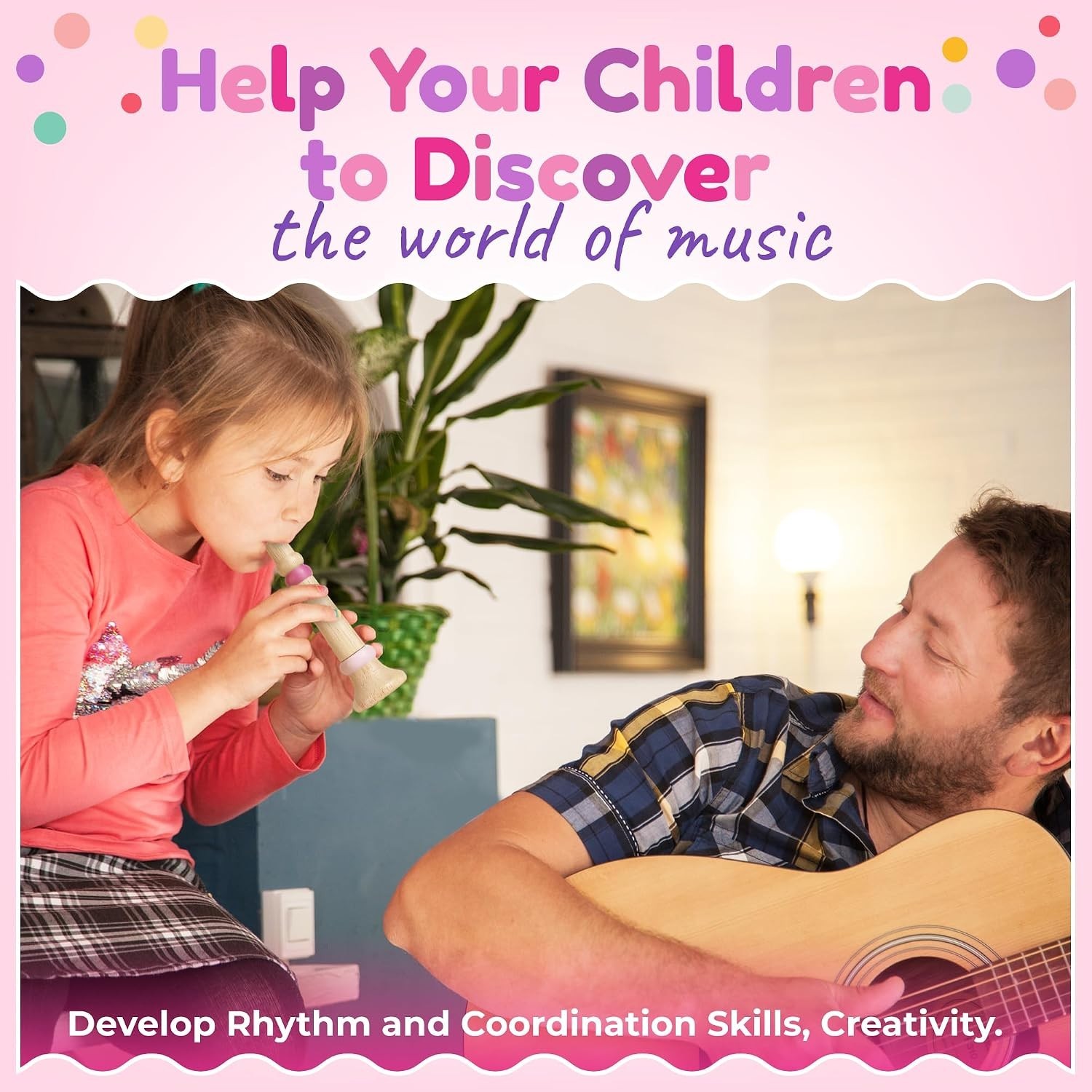 Educational Music Toy for Toddlers: Pink Wood Instruments