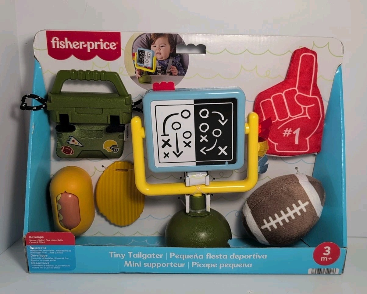 Fisher-Price Mini Me Moments Tiny Tailgater Baby Sensory Toy Sport Theme Set New