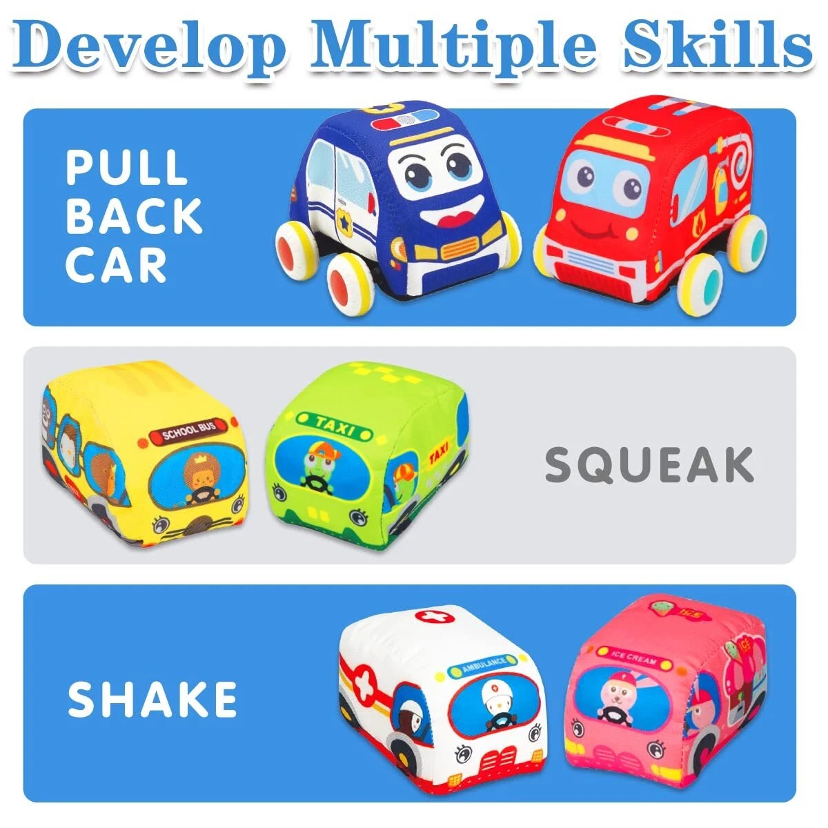 Baby Toys 6-12 Months Soft Car Toys with Playmat Storage Bag for Toddler Gifts