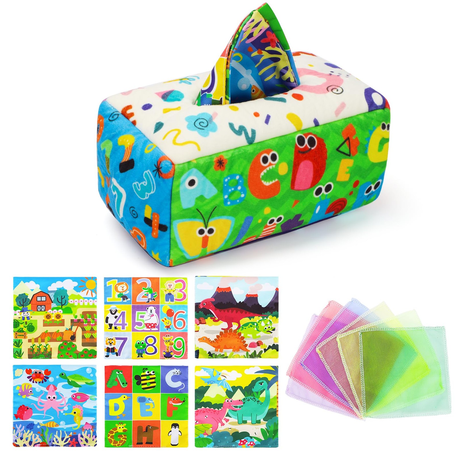 URMYWO Baby Tissue Box Toy – Montessori Toys for 6-12 Medium, Green