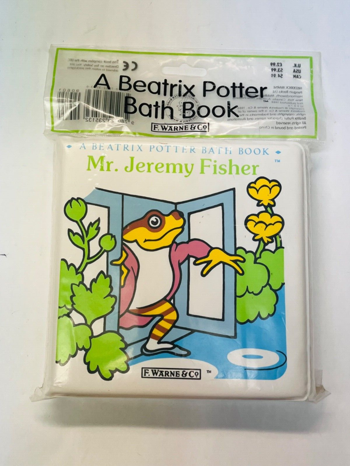 Vintage Beatrix Potter Bath Book New Sealed Mr Jeremy Fisher 1980s Baby BIN 18