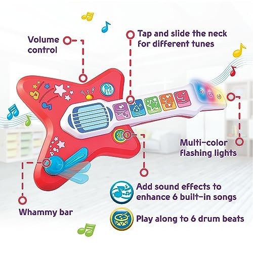 Magic Touch Guitar, Toddler Light Up Music Toy with Volume Control, Infant Touch