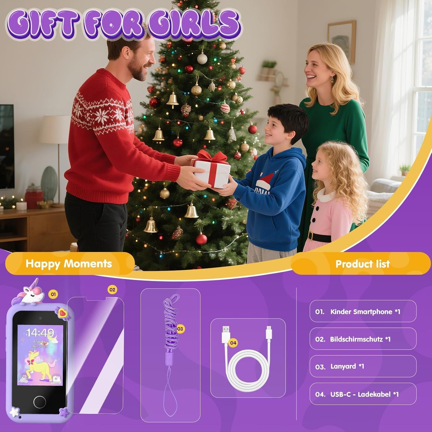 Kids Smart Phone Toys for Girls,Christmas Birthday Gifts for Girls Age 3-10 K…