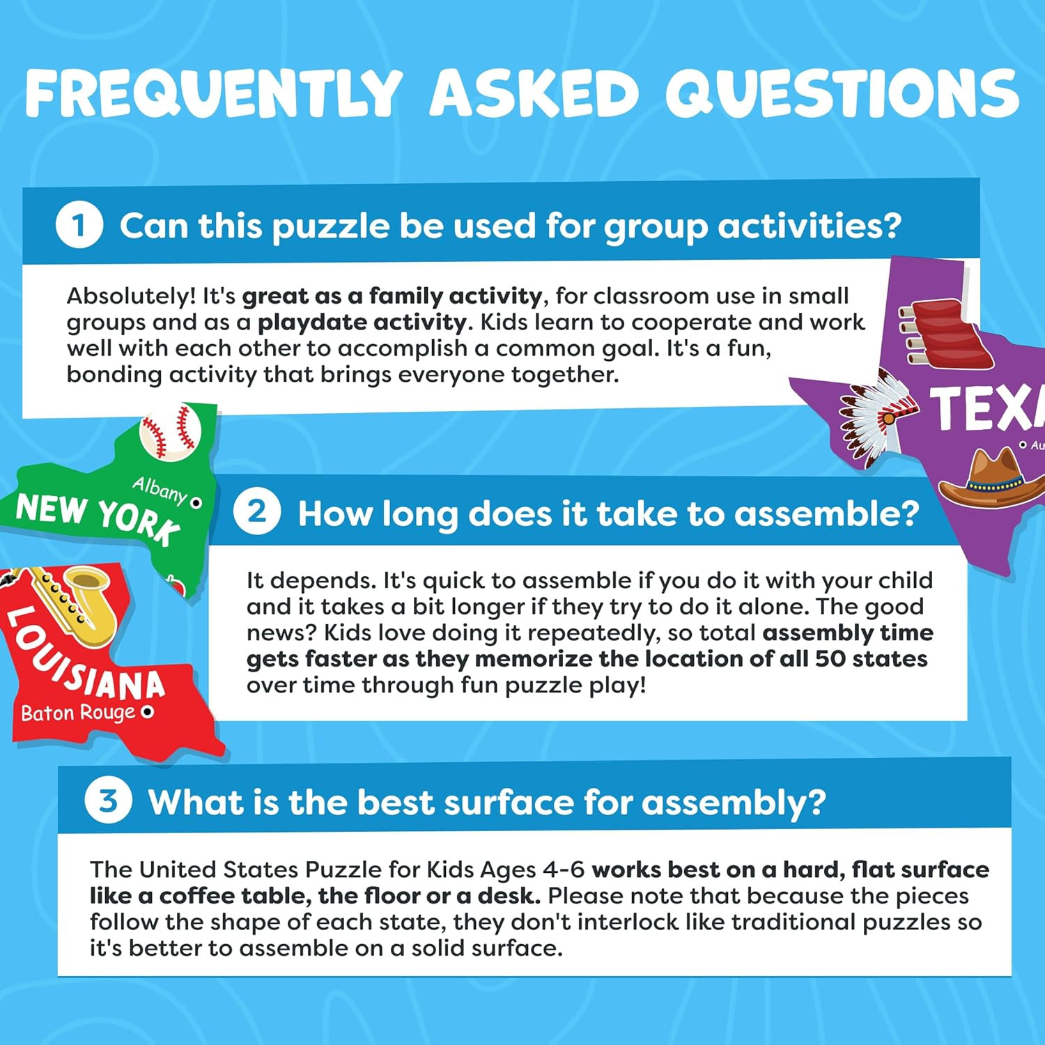 United States Puzzles for Kids Ages 4-6, 6-8, 3-5 – Educational Toys for Boys &