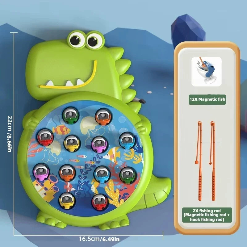 Dinosaur Simple Magnetic Fishing Play Rod Game Toy with Rod Kids Educational Toy