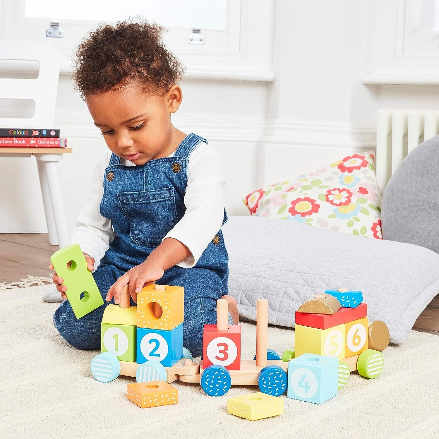 Early Learning Centre Wooden Stacking Train Hand Eye Coordination 15 Blocks