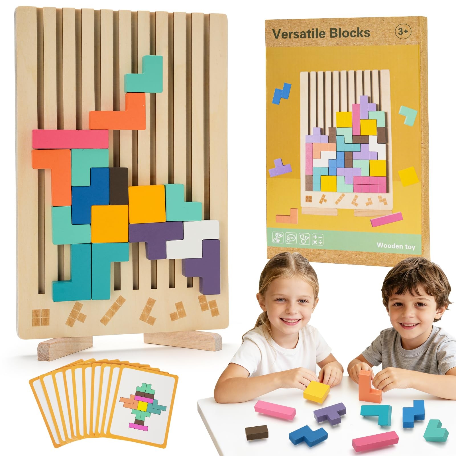 Montessori Wooden Puzzle Toy for Toddlers, 3D Wooden Russian Block Stacking B…