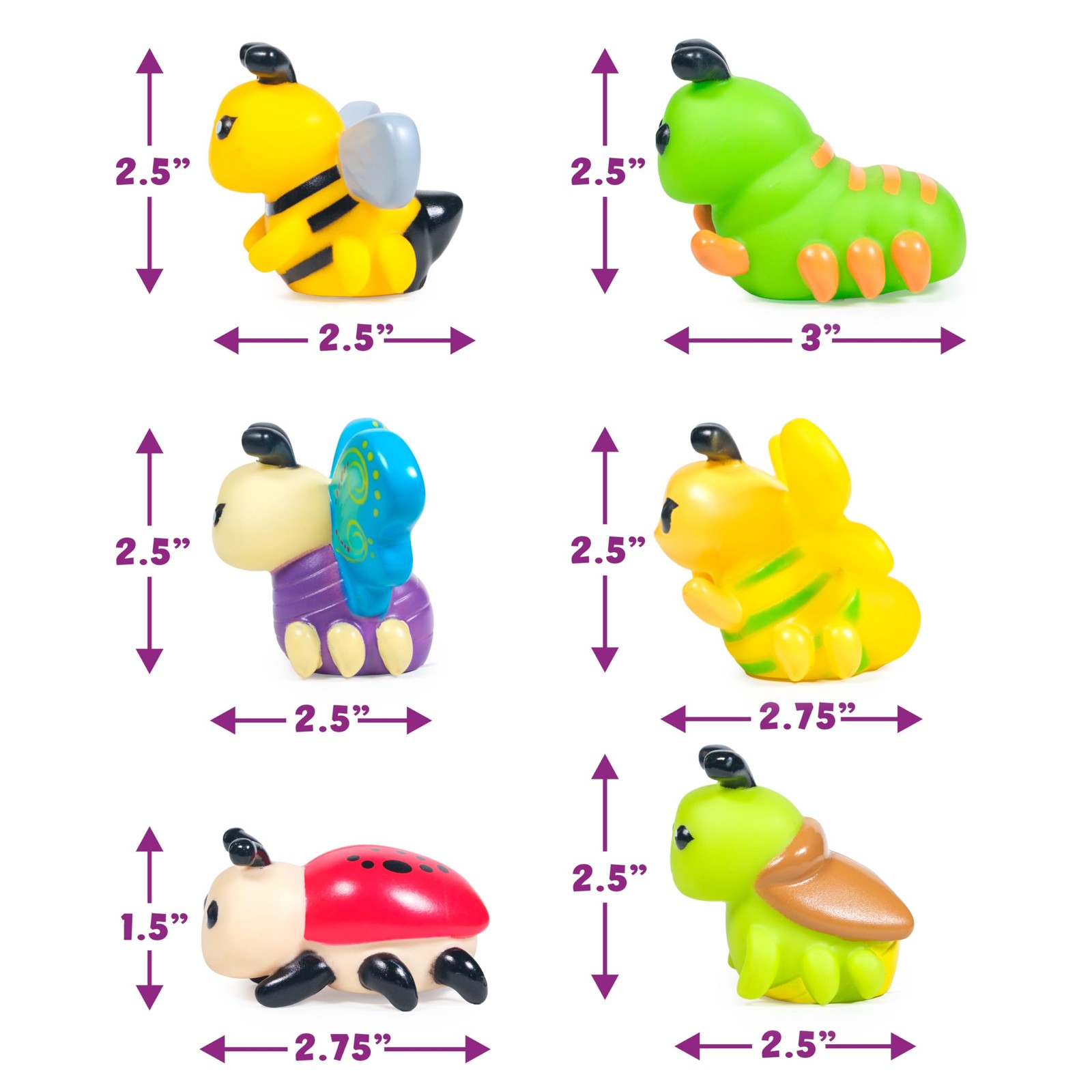 Tub Works® Bugs™ Light Up Bath Toys, 6 Pack | Water-Activated Multicolored
