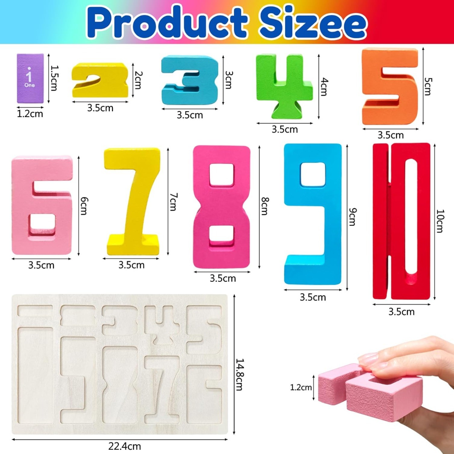 10/20Pcs Wooden Number Building Blocks, Montessori Number Blocks Math Learning