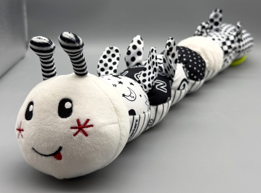 Black and White Sensory Toy for Babies High Contrast, Crinkle, Rattle, Squeak