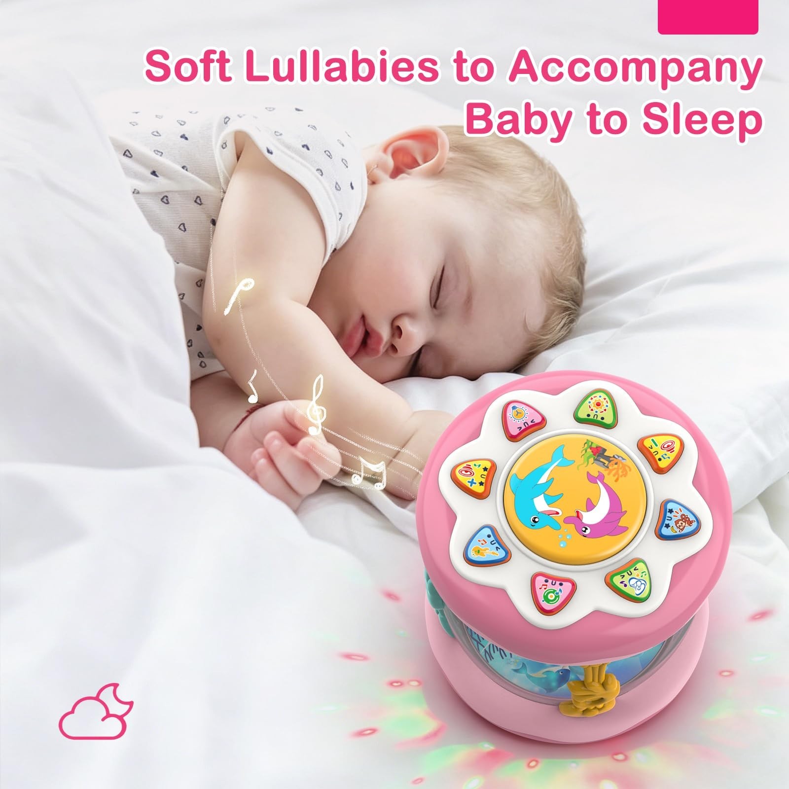 Baby Girls Toys 0-6 Months, Ocean Rotating Projector Music Light Up Newborn…
