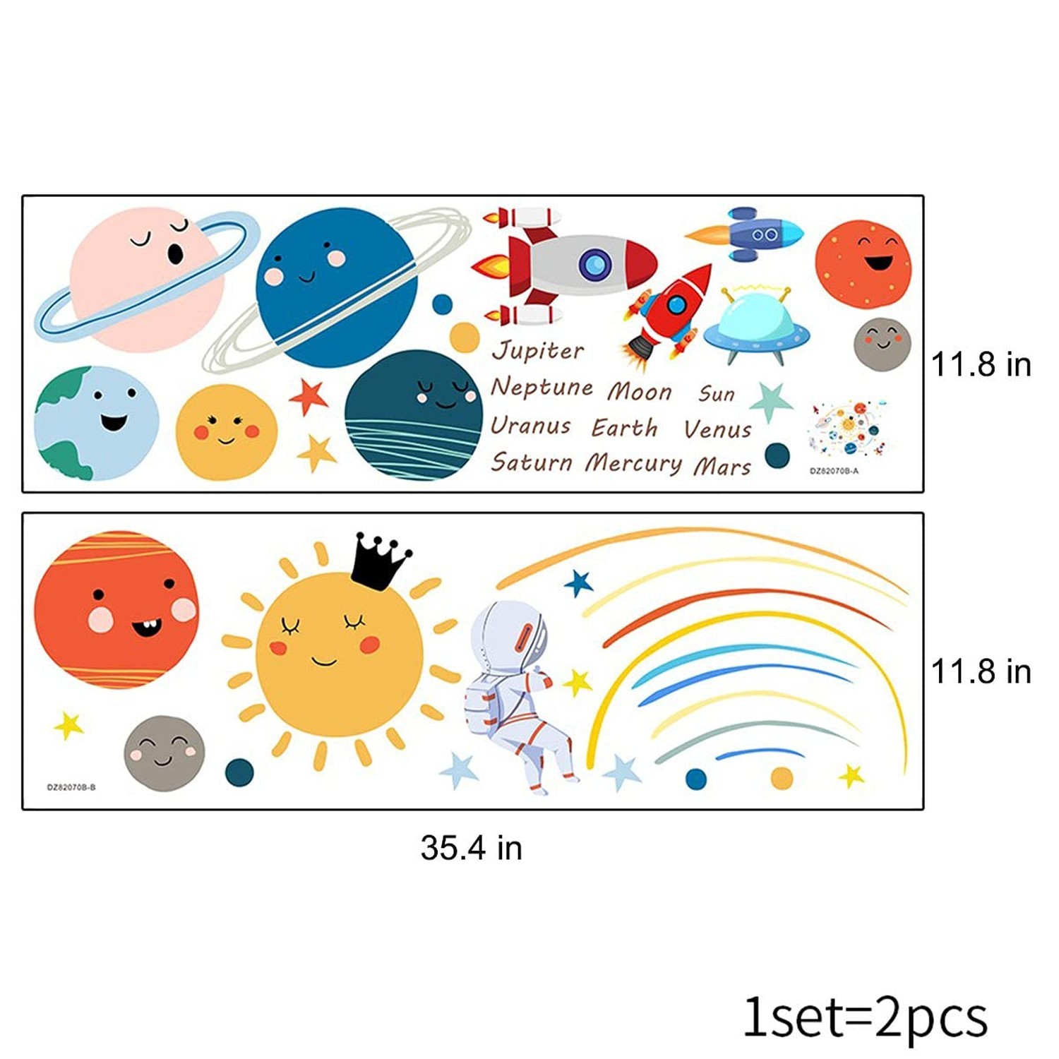 Space Planet Wall Decals Wall Stickers Kids,Cute Educational Wall Stickers fo…