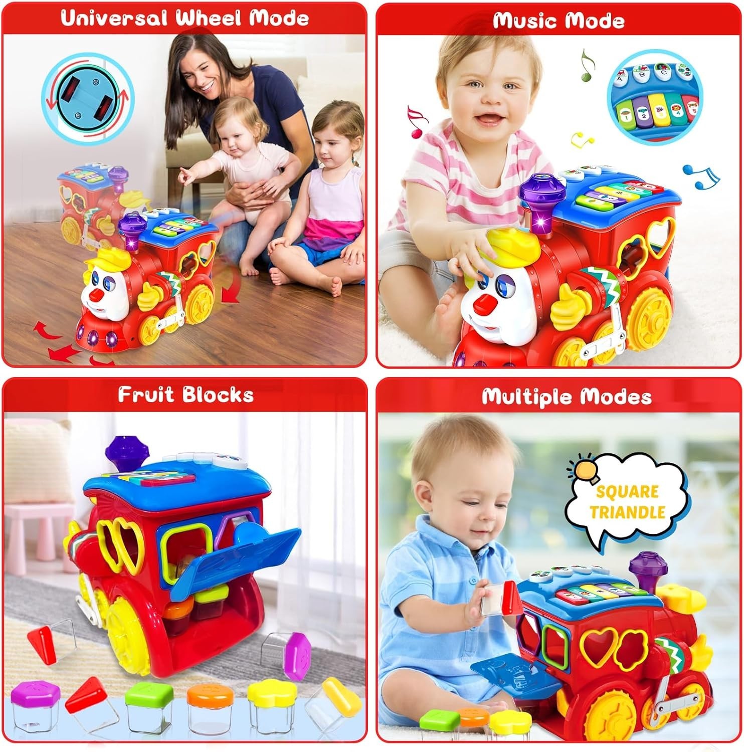 Musical Train Toy with Blocks Lights and Music for Toddlers 6-12 12-18 Months