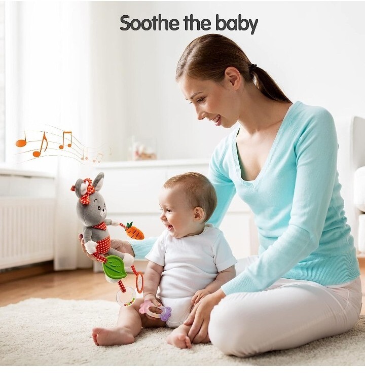 Rabbit Baby Toy 0-6-12 months, Baby Car Seat Toy and Stroller Toy Easter…