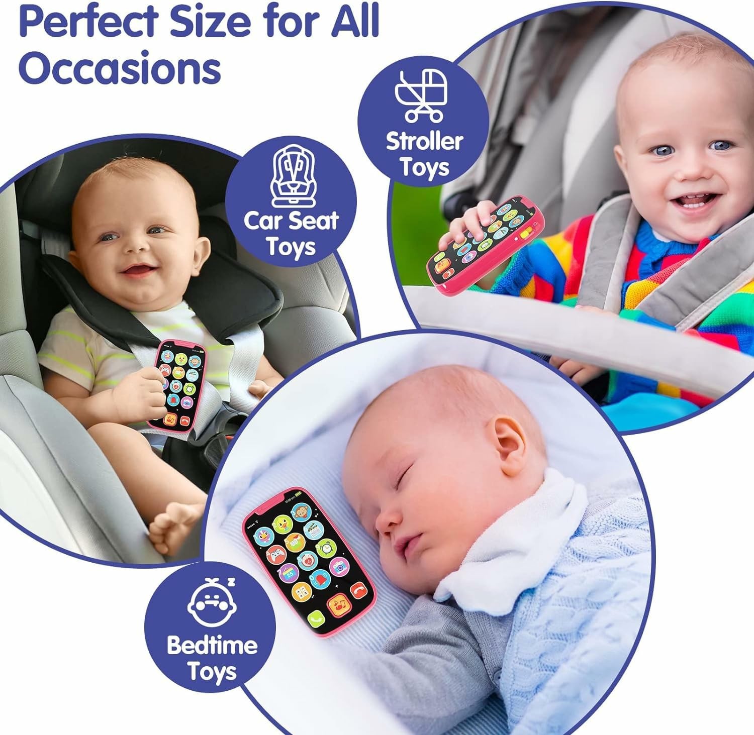 BABYFUNY Toys for 1 Year Old Girl Gifts, 15 Functions Phone Small, Pink