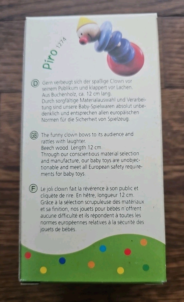 HABA Piro Wooden Grasping Toy 1274 NEW Baby Rattle Montessori Discontinued