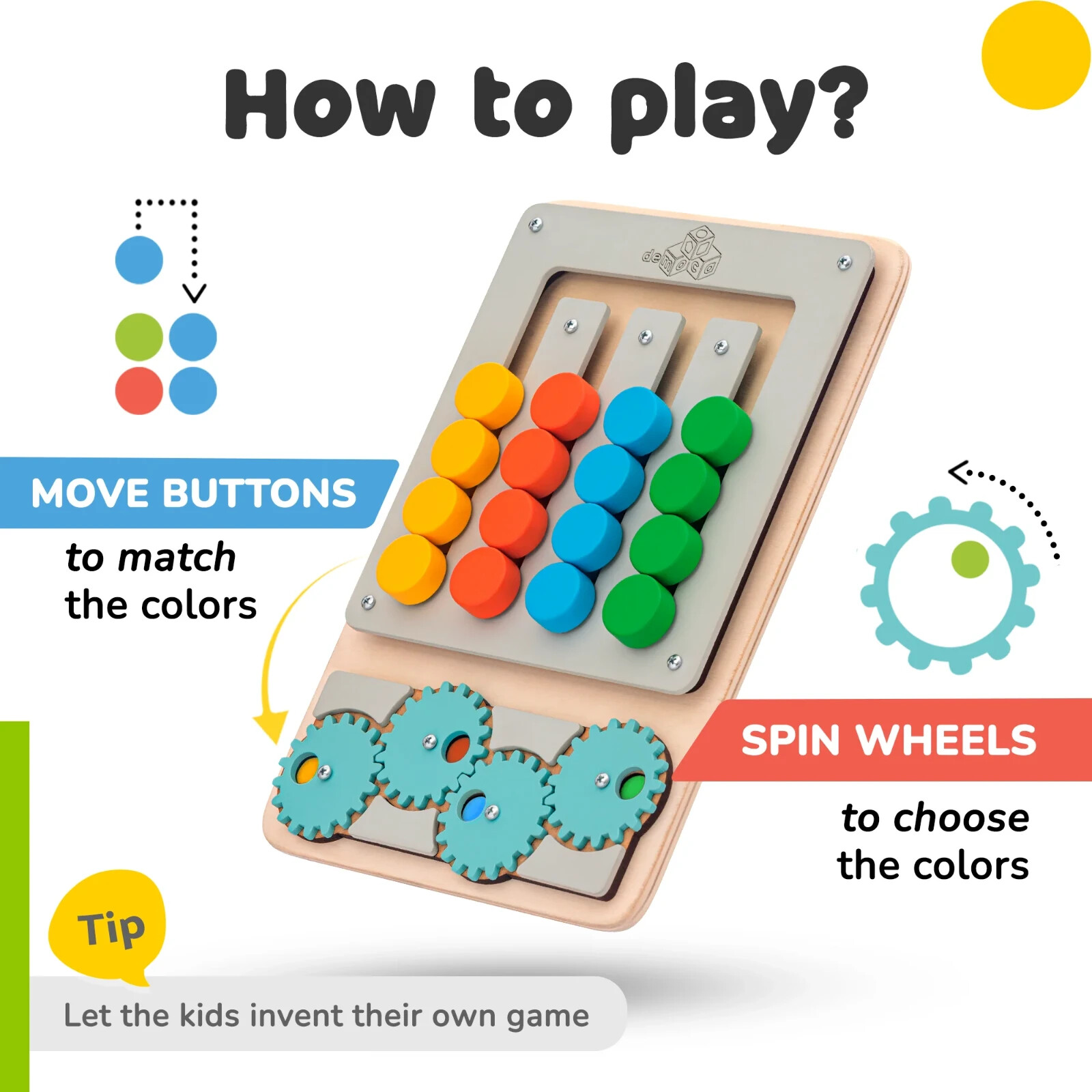 deMoca Wooden Sorter Puzzle Toy for Toddlers – Montessori Toys for 1 year and Up