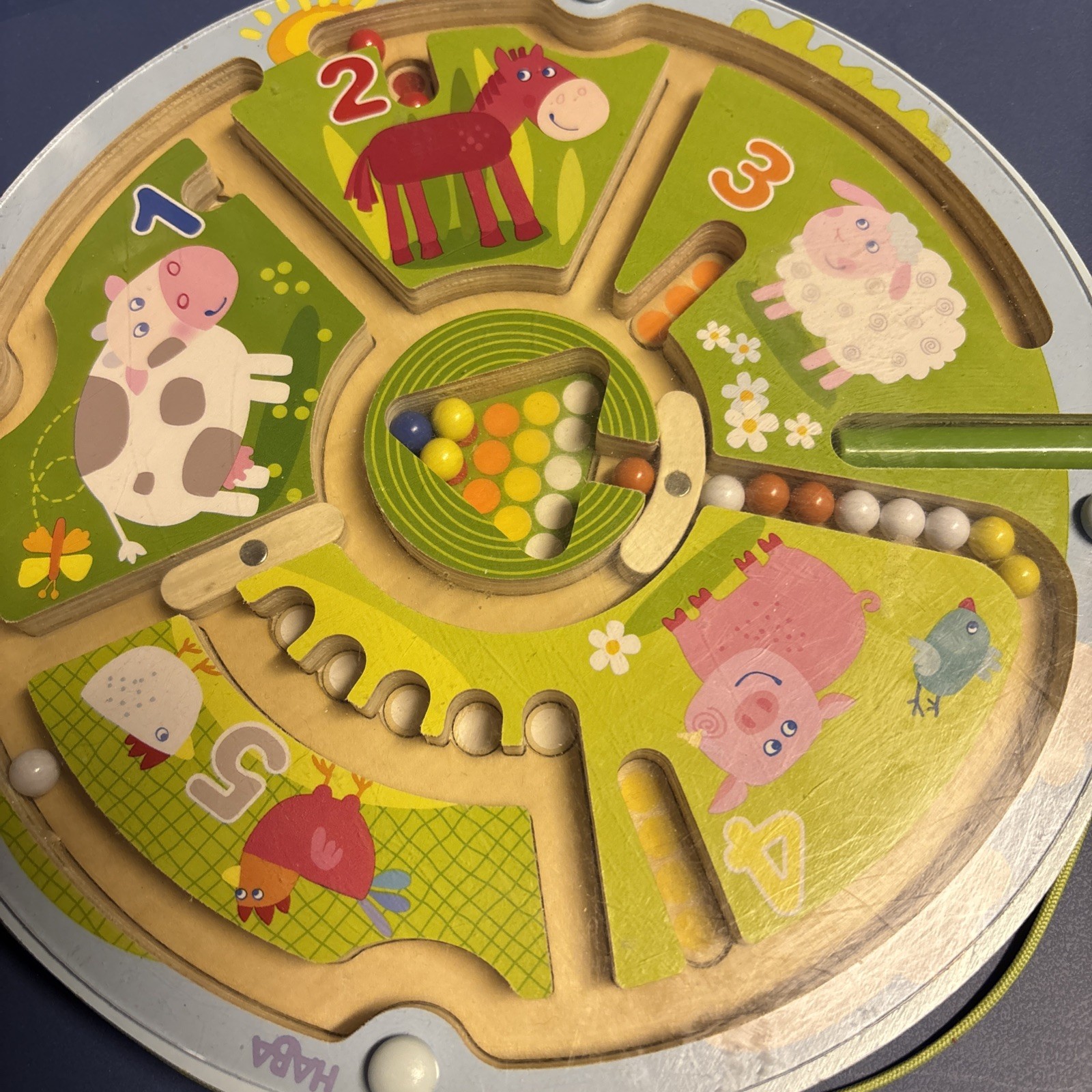 Haba Busy Board for toddlers Ages 2-4 Wooden Magnetic 9”
