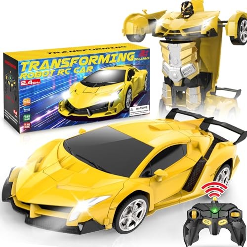 Remote Control Car – Transform Robot RC Cars, Toys for Ages 5-7, Kids Yellow