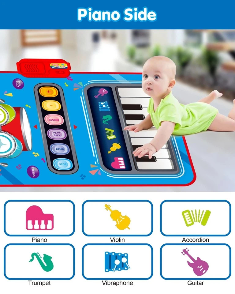 Baby Toys for 1 Year Old: Baby Musical Mat Toddler Toys Age 1-2 – 2 in 1 Pia Dru