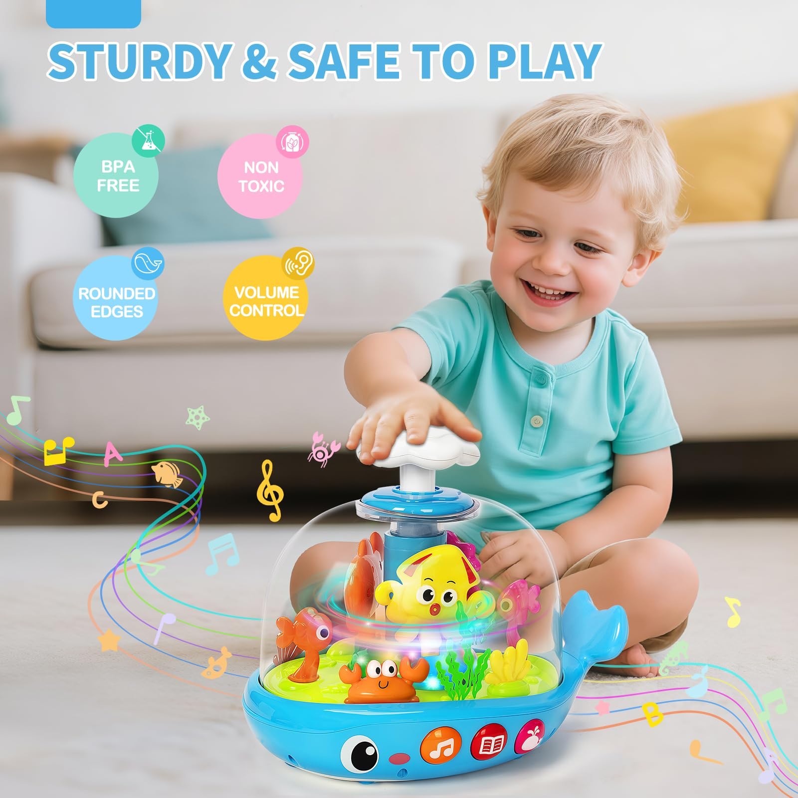 Baby Toys 6-12 Months, Musical Aquarium Infant Toys for 7 8 9 10 11 Months, E…