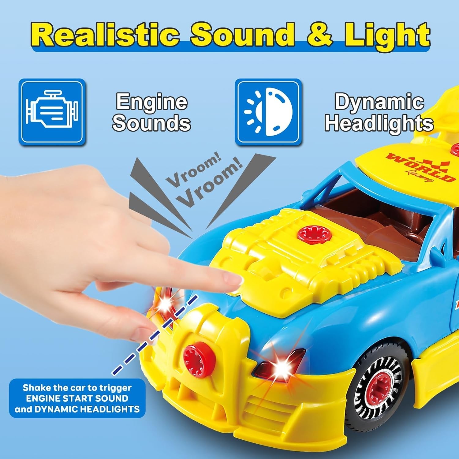 Build Your Own Car Construction Toy Set with Electric Drill and Realistic Sounds