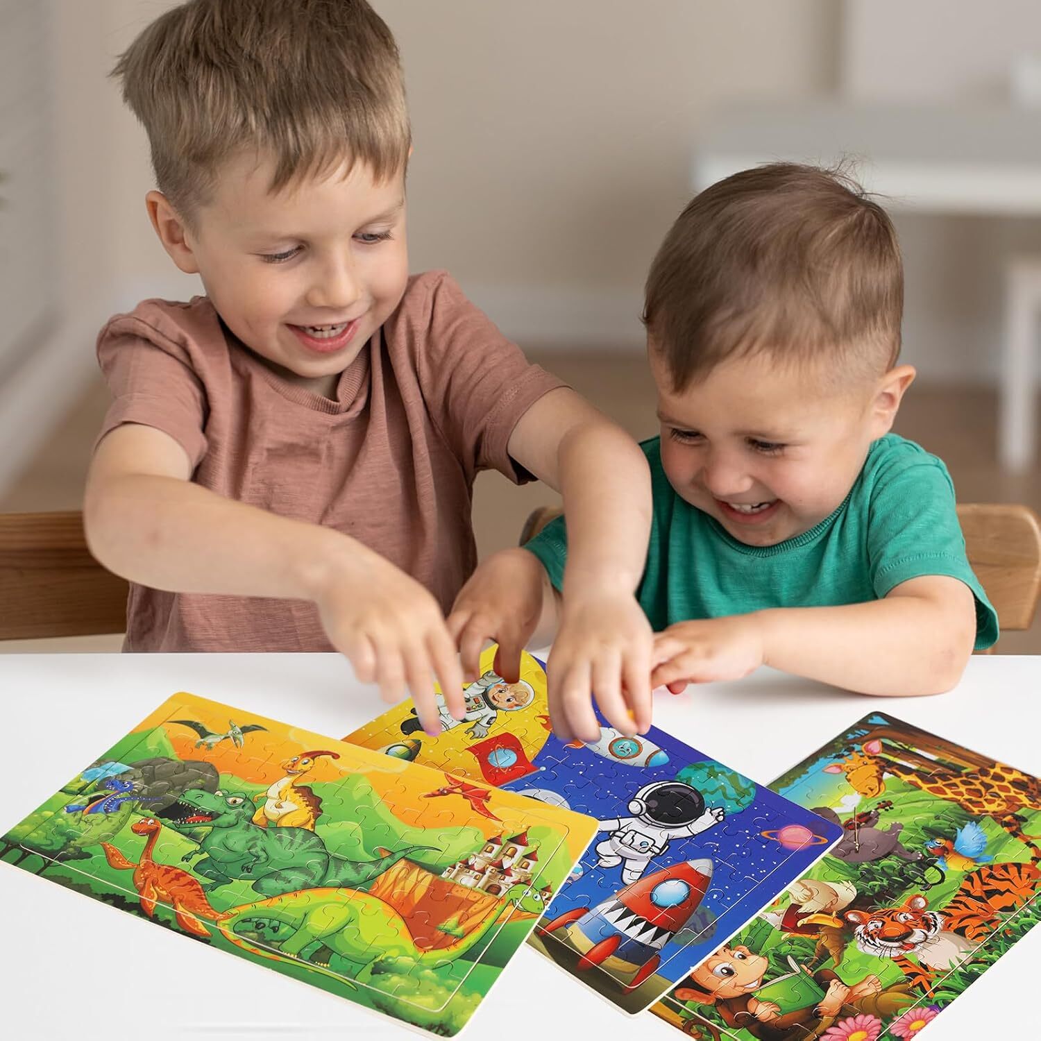 Wooden Puzzles Toys for Kids Ages 4-6, Set of 3 Packs with 60-Piece Wood…