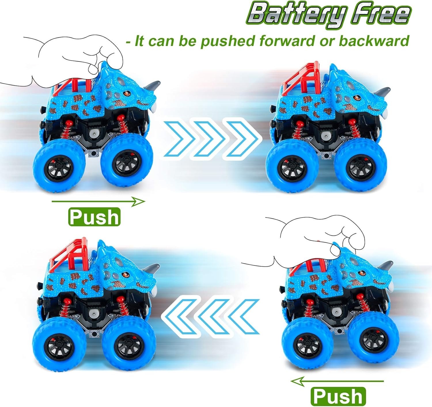 Push and Go Dinosaur Monster Trucks – Perfect Christmas Gift for Toddlers